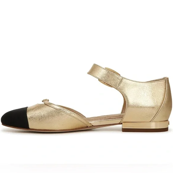 Sam Edelman Rylie Amber Gold&Black Shoes size 6.5 NWOT Leather Fabric Upper - Picture 7 of 15